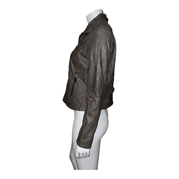 Jou Jou Juniors Faux-Leather Jacket Portobello Gray Medium New - Picture 4 of 9